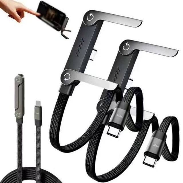 Trending Hot 2 in 1 240W Elbow Fast Charging Mobile Phone Cord Foldable Phone Stand Charge Multi-Angles New Chargering Cable